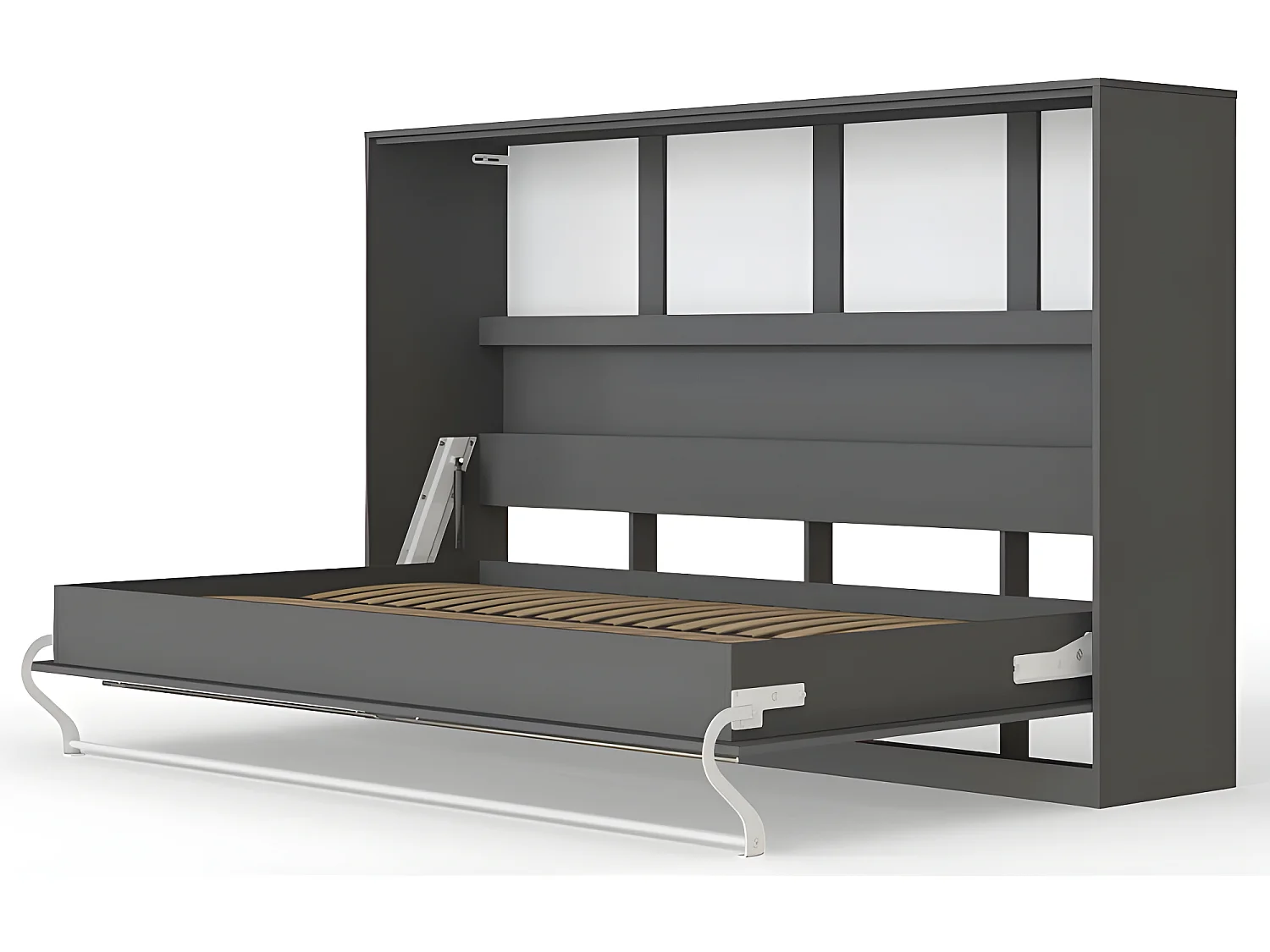 Armoire Lit escamotable 120x200cm Supérieur Horizontal Lit Rabattable Lit Mural Anthracite/Anthracite brillant