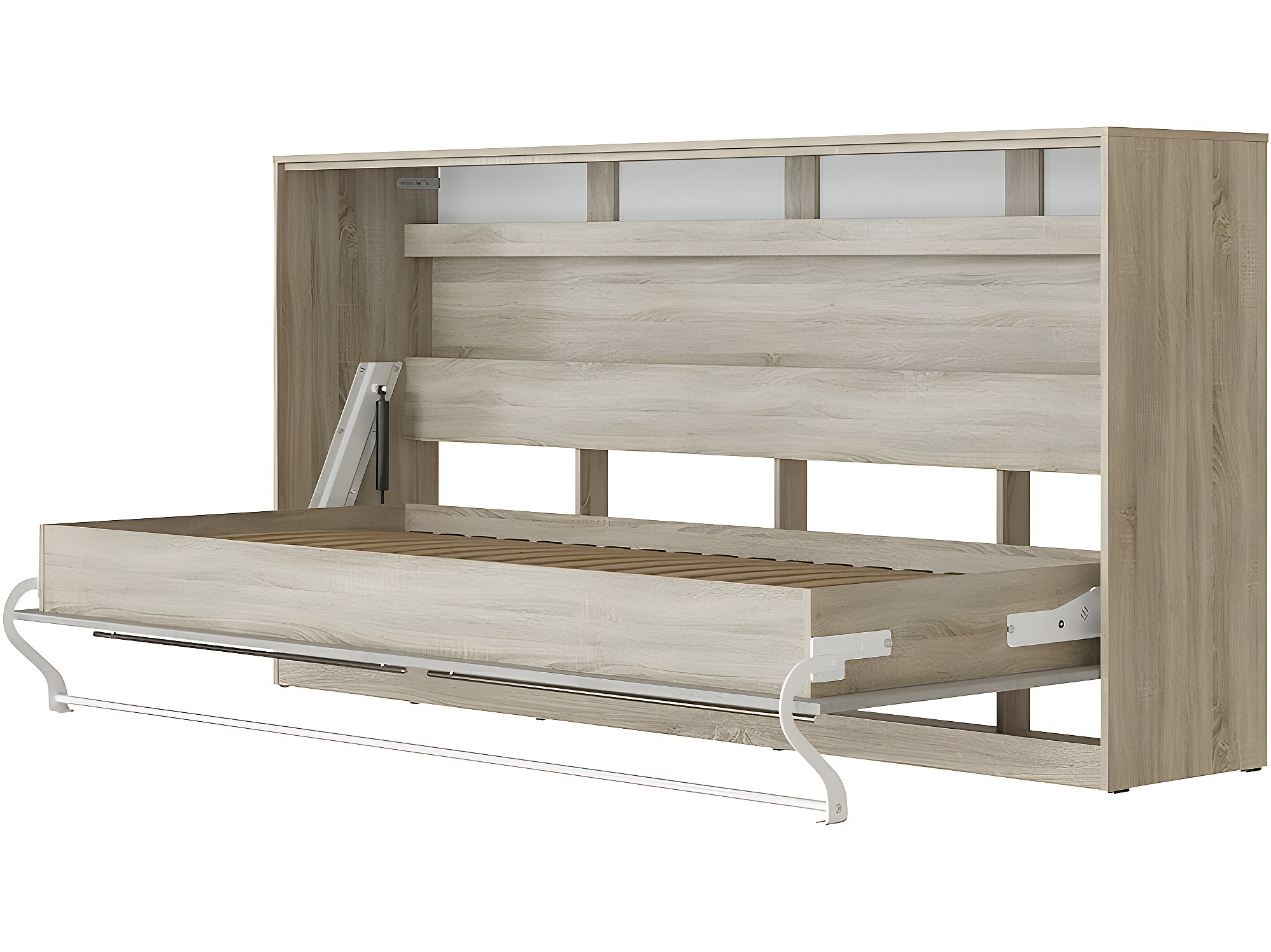 Armoire Lit Escamotable Horizontal 90x200 Cm Blanc Artisan/graphite Lit