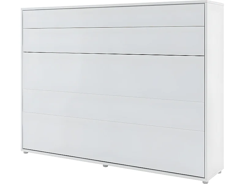 Lenart Armoire Lit escamotable Horizontal 140x200 cm Blanc mat Lit Rabattable Lit Mural"Consus"