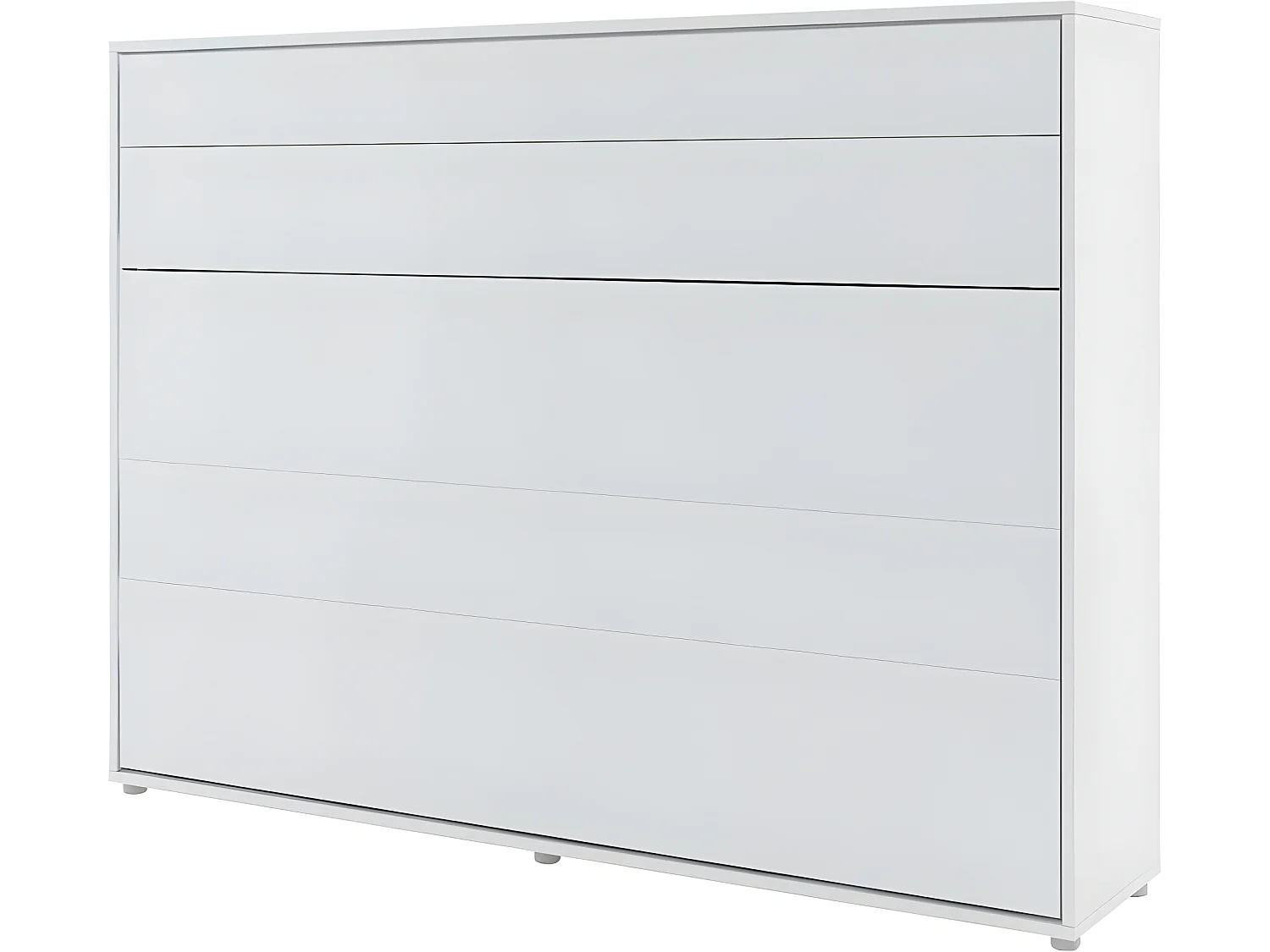 Lenart Armoire Lit escamotable Horizontal 140x200 cm Blanc mat Lit Rabattable Lit Mural"Consus"
