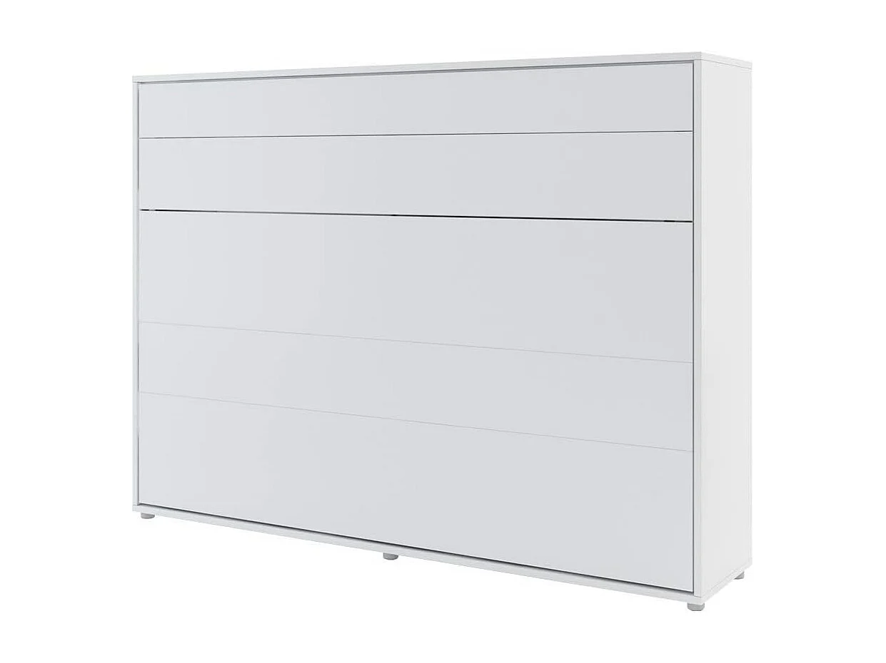 Lenart Armoire Lit escamotable Horizontal 140x200 cm Blanc mat Lit Rabattable Lit Mural"Consus"