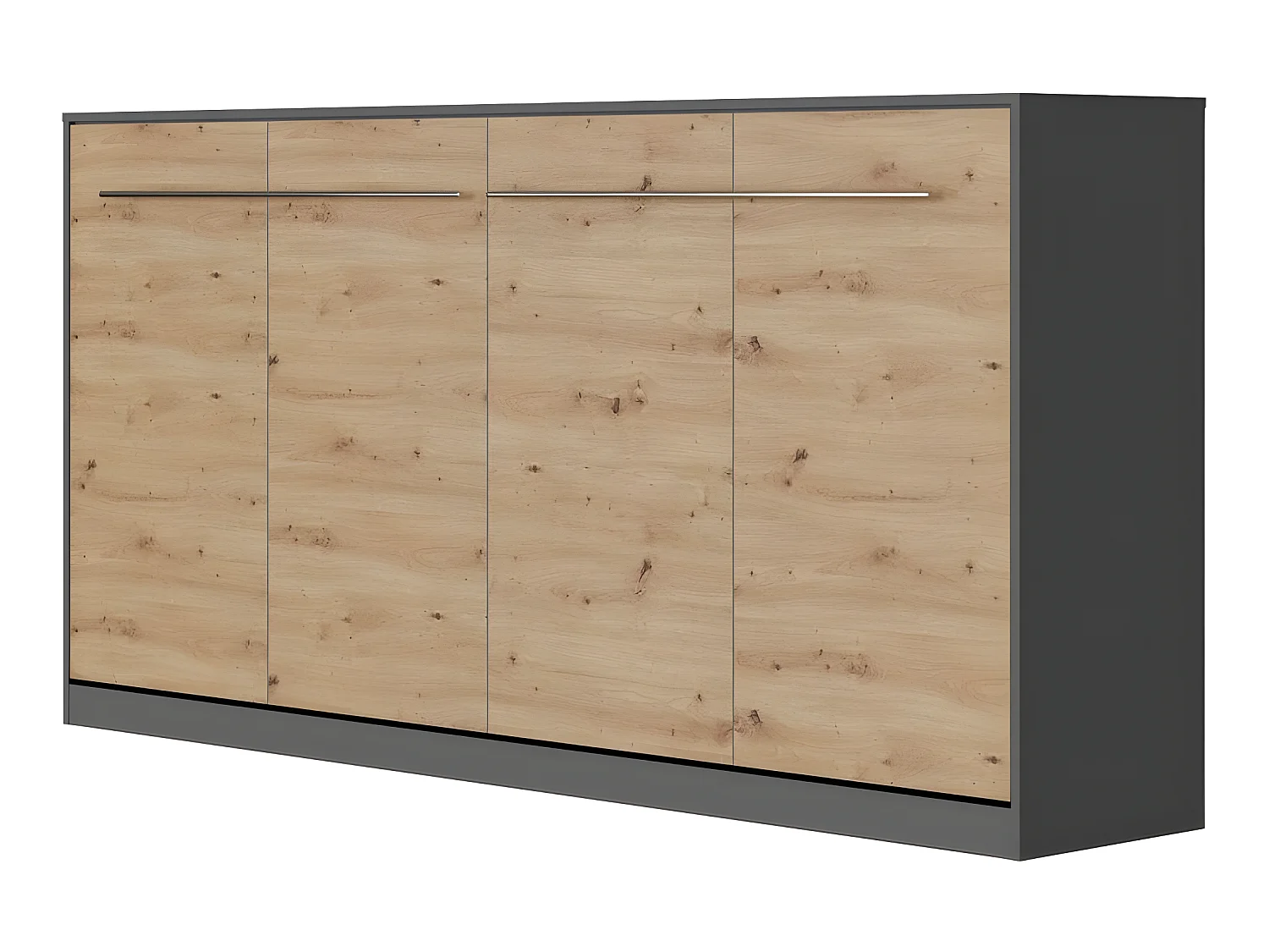 Armoire Lit escamotable 90x200cm Supérieur Horizontal Lit Rabattable Lit Mural Anthracite/Chêne sauvage