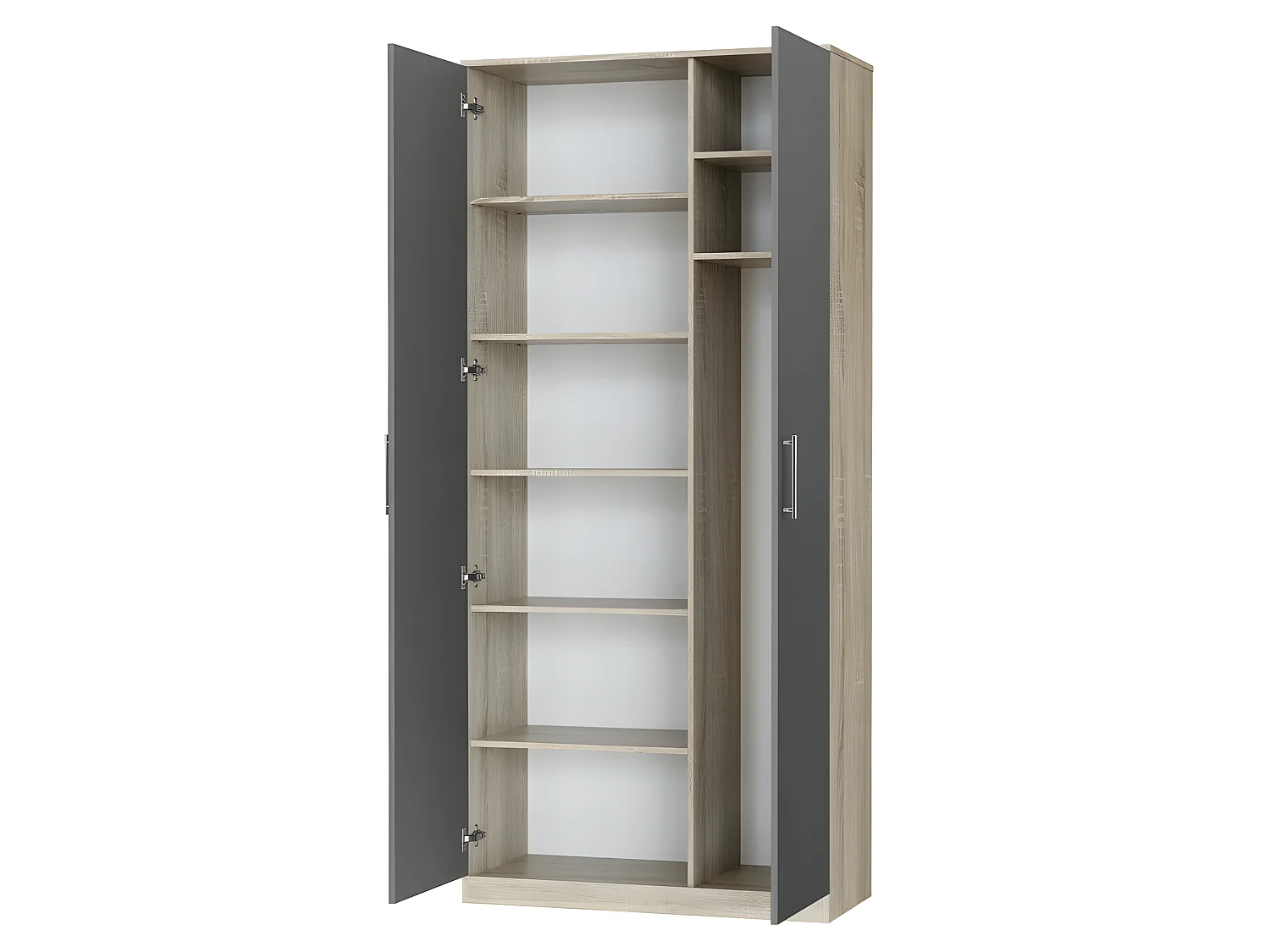 Lit escamotable +2 Placards Vertical 90x200+(100x2)cm Lit Rabattable Lit Mural Standard Chêne Sonoma/Anthracite