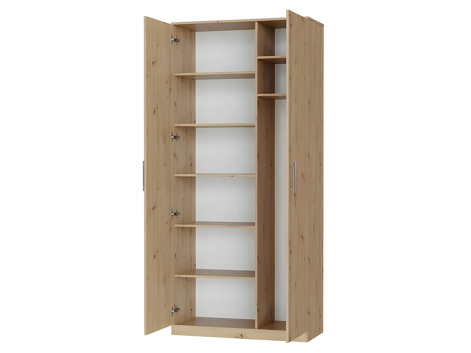 Lit escamotable +2 Placards Vertical 120x200+(100x2)cm Lit Rabattable Lit Mural Standard Chêne Sauvage/Chêne Sauvage