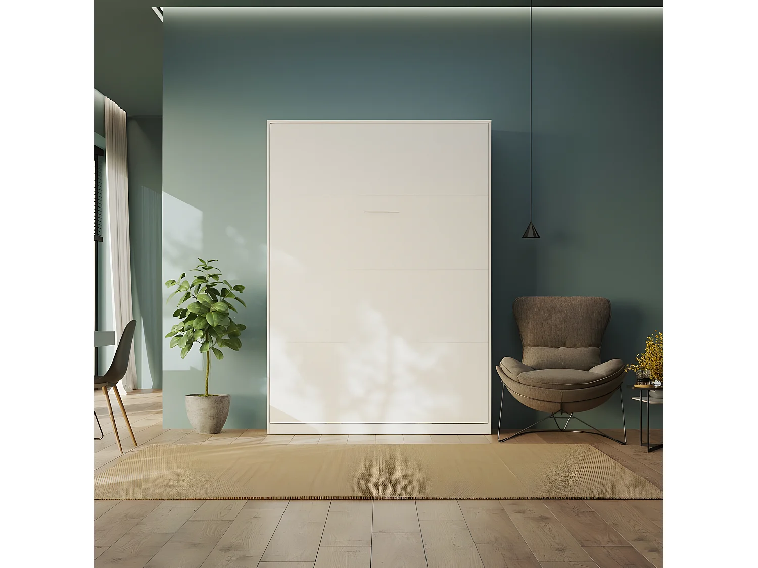 Armoire Lit escamotable 140x200cm Blanc Vertical Lit Rabattable Lit Mural C*Adore