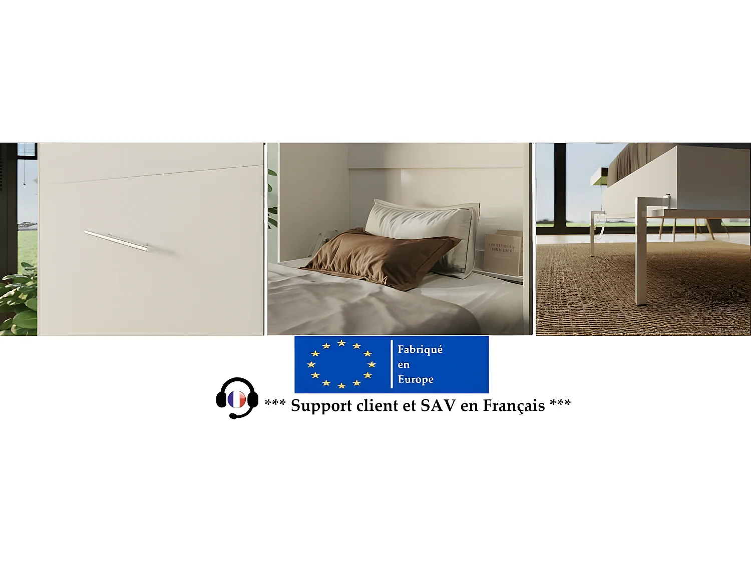 Armoire Lit escamotable 140x200cm Blanc Vertical Lit Rabattable Lit Mural C*Adore