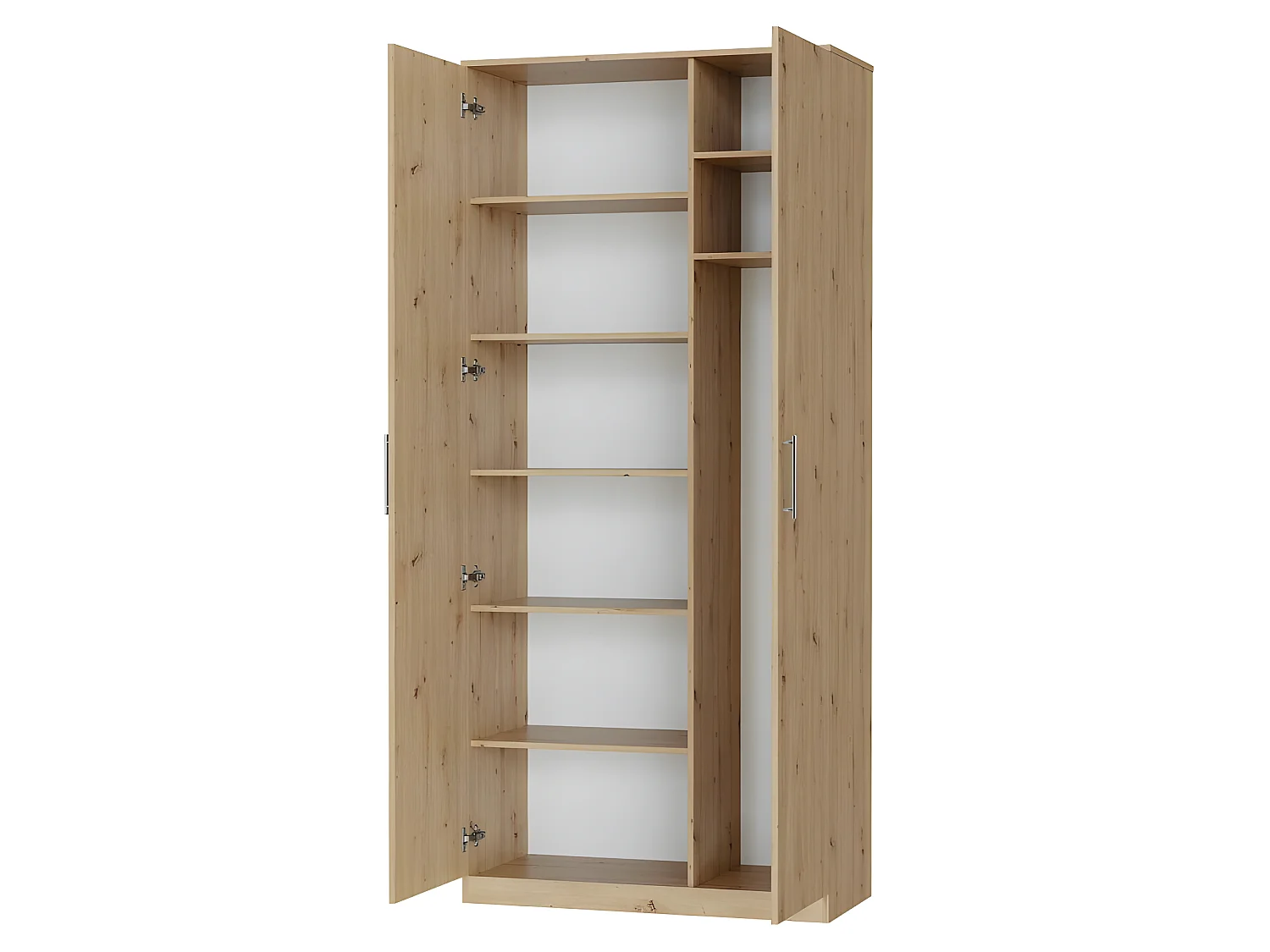 Lit escamotable +2 Placards Vertical 120x200+(80x2)cm Lit Rabattable Lit Mural Standard Chêne Sauvage/Chêne Sauvage