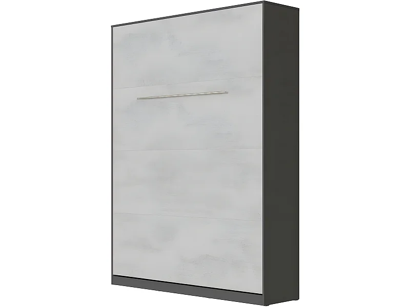 Armoire Lit escamotable 140x200cm Lit Rabattable Lit Mural Supérieur Vertical Anthracite/Béton