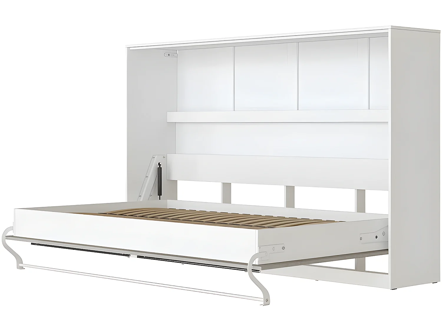 Armoire Lit escamotable 120x200cm Supérieur Horizontal Lit Rabattable Lit Mural Blanc/Béton