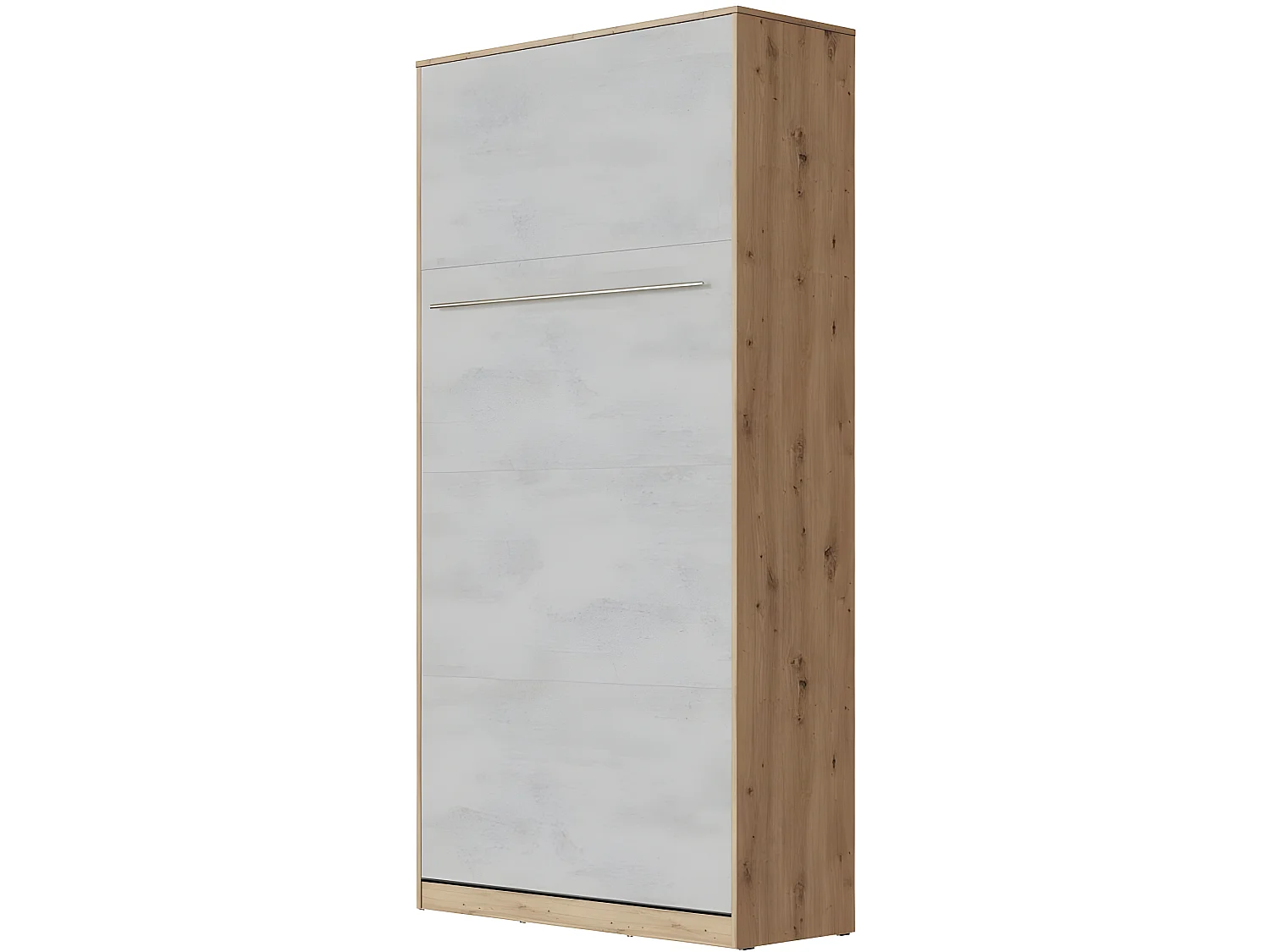 Armoire Lit escamotable 90x200cm Vertical Lit Rabattable Lit Mural Supérieur Chêne Sauvage/Béton