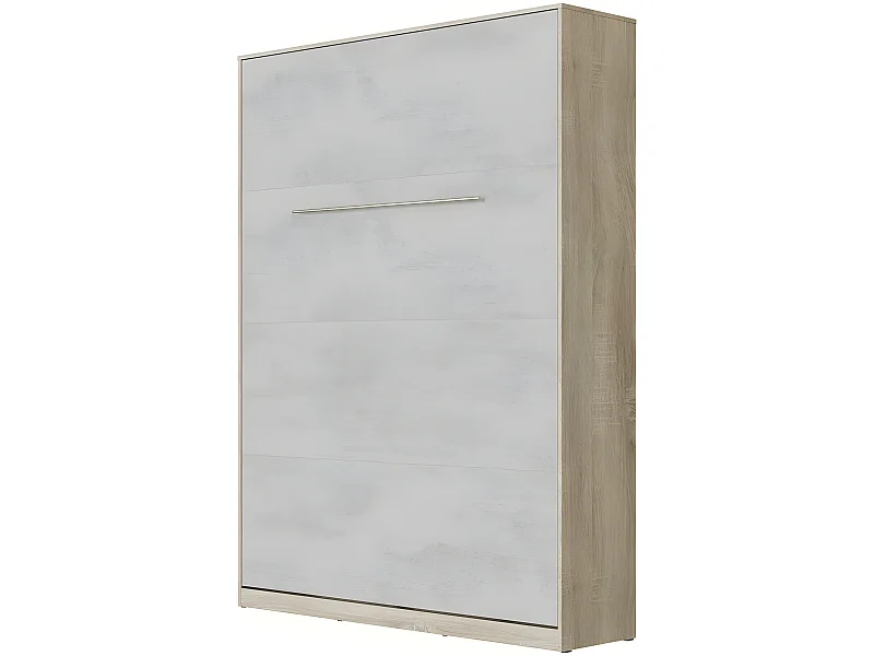 Armoire Lit escamotable 140x200cm Lit Rabattable Lit Mural Supérieur Vertical Chêne Sonoma/Béton