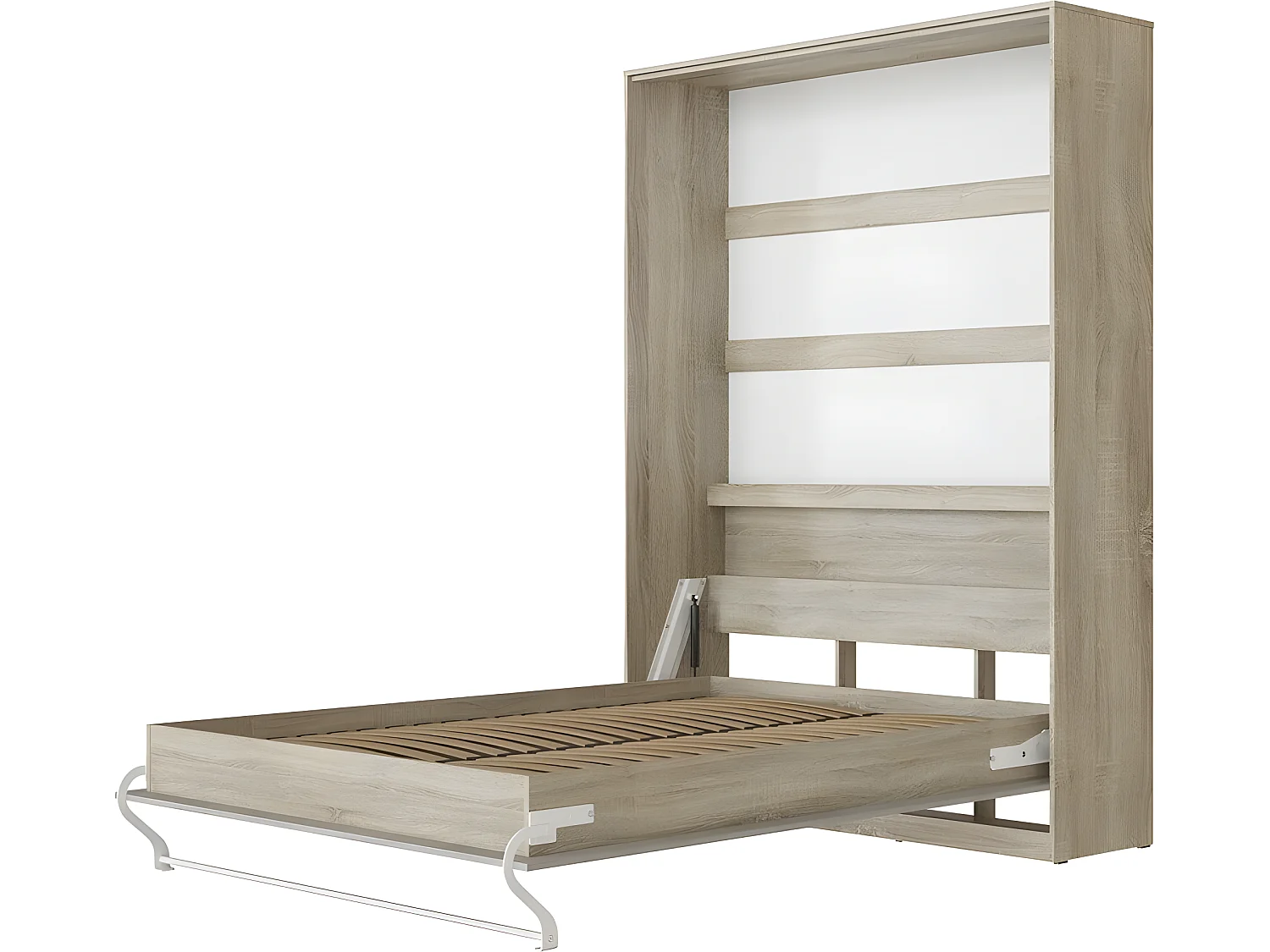 Armoire Lit escamotable 140x200cm Lit Rabattable Lit Mural Supérieur Vertical Chêne Sonoma/Béton