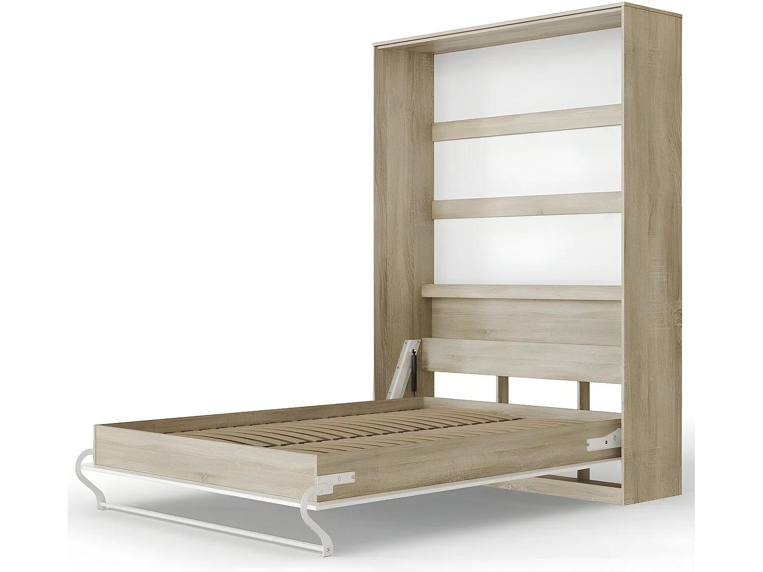 Armoire Lit escamotable 140x200cm Lit Rabattable Lit Mural Supérieur Vertical Chêne Sonoma/Blanc brillant