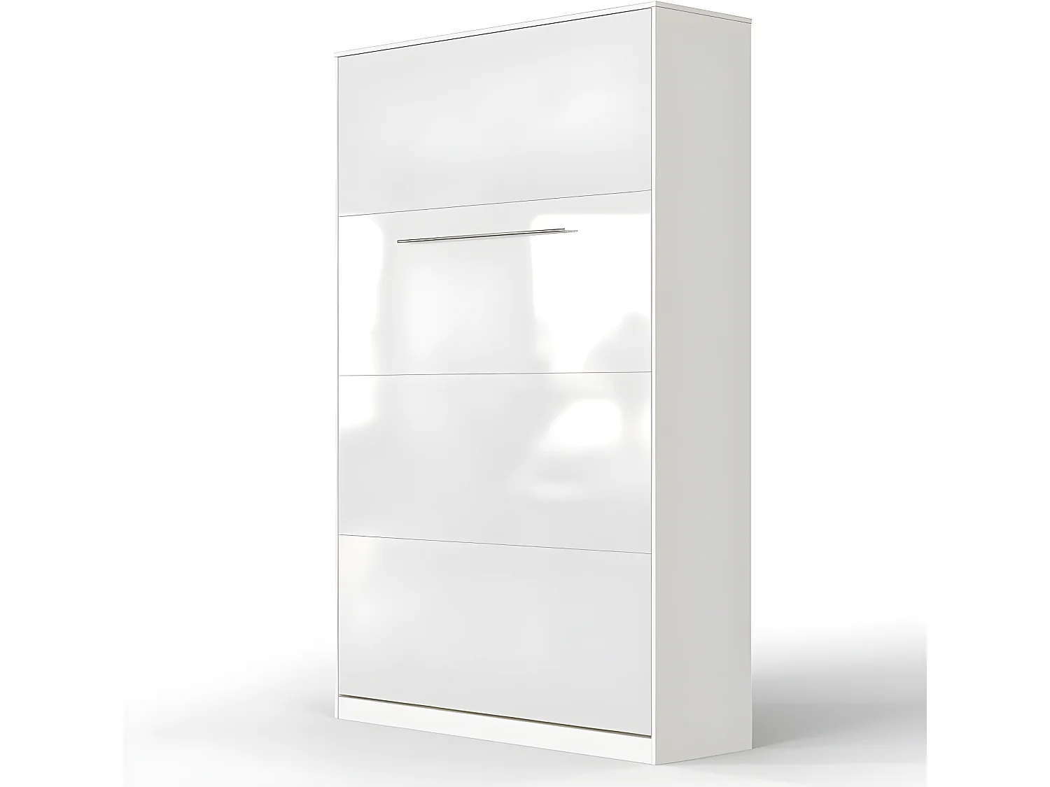Armoire Lit escamotable 120x200cm Vertical Lit Rabattable Lit Mural Supérieur Blanc/Blanc brillant
