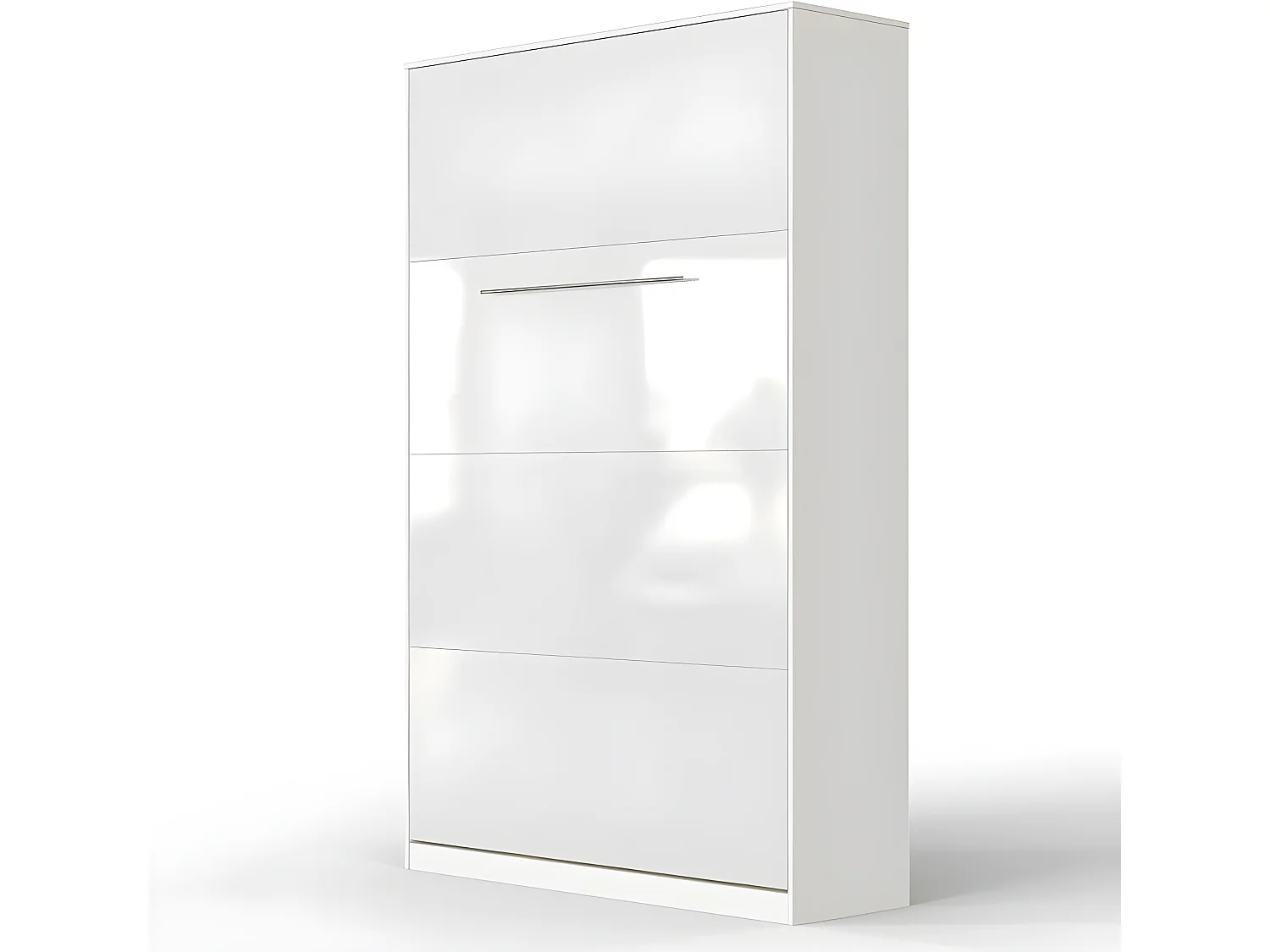 Armoire Lit escamotable 120x200cm Vertical Lit Rabattable Lit Mural Supérieur Blanc/Blanc brillant