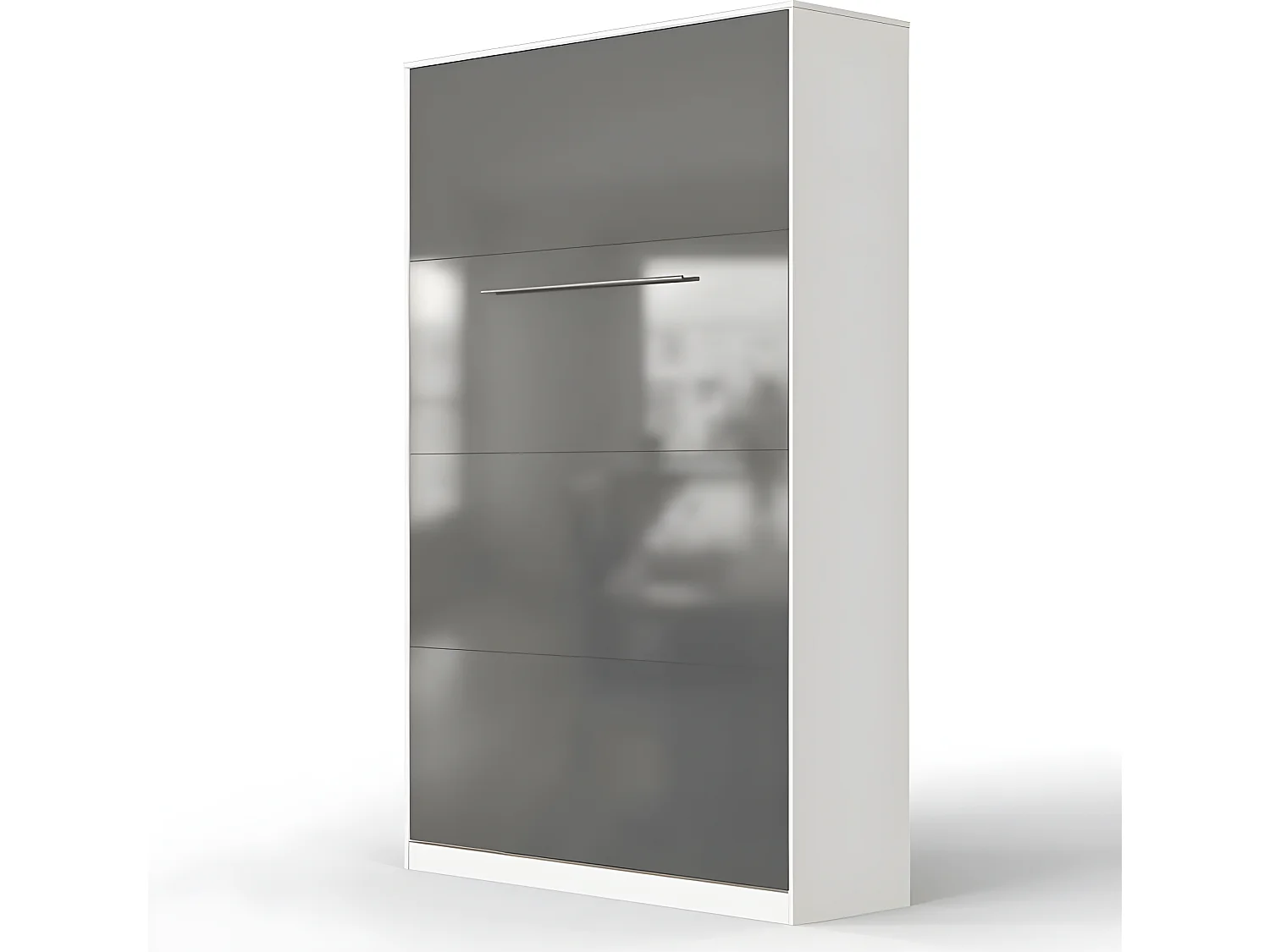 Armoire Lit escamotable 120x200cm Vertical Lit Rabattable Lit Mural Supérieur Blanc/Anthracite Brillant