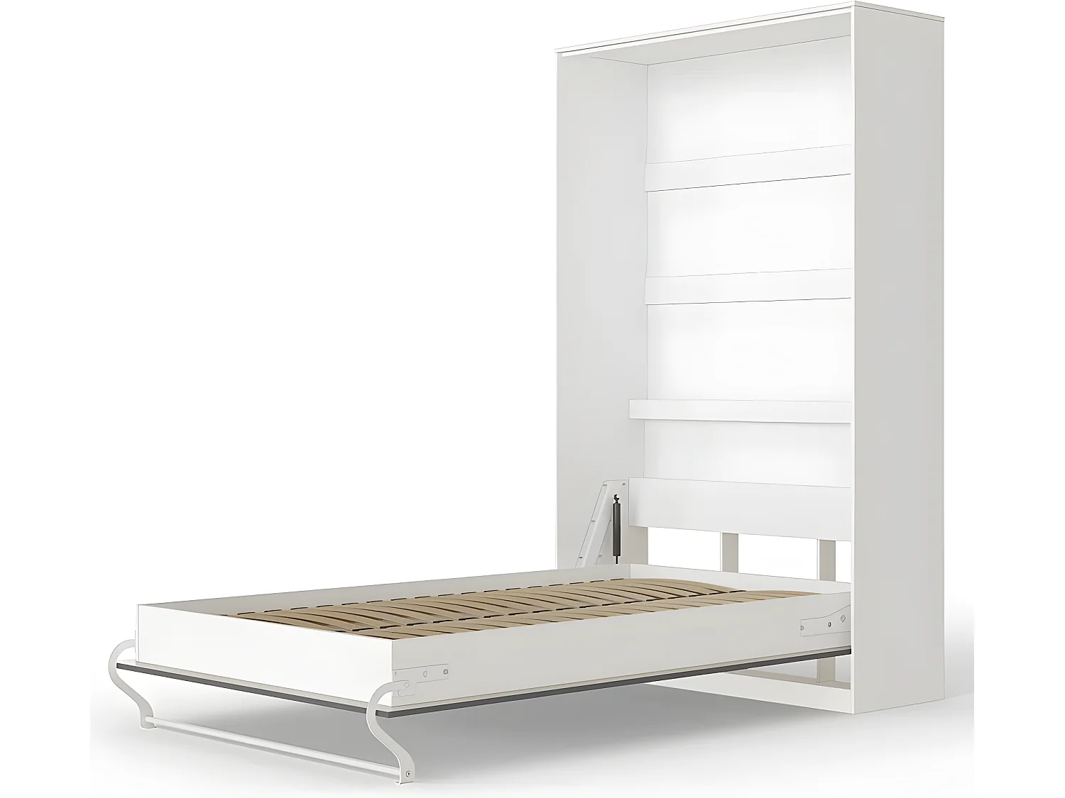 Armoire Lit escamotable 120x200cm Vertical Lit Rabattable Lit Mural Supérieur Blanc/Anthracite Brillant