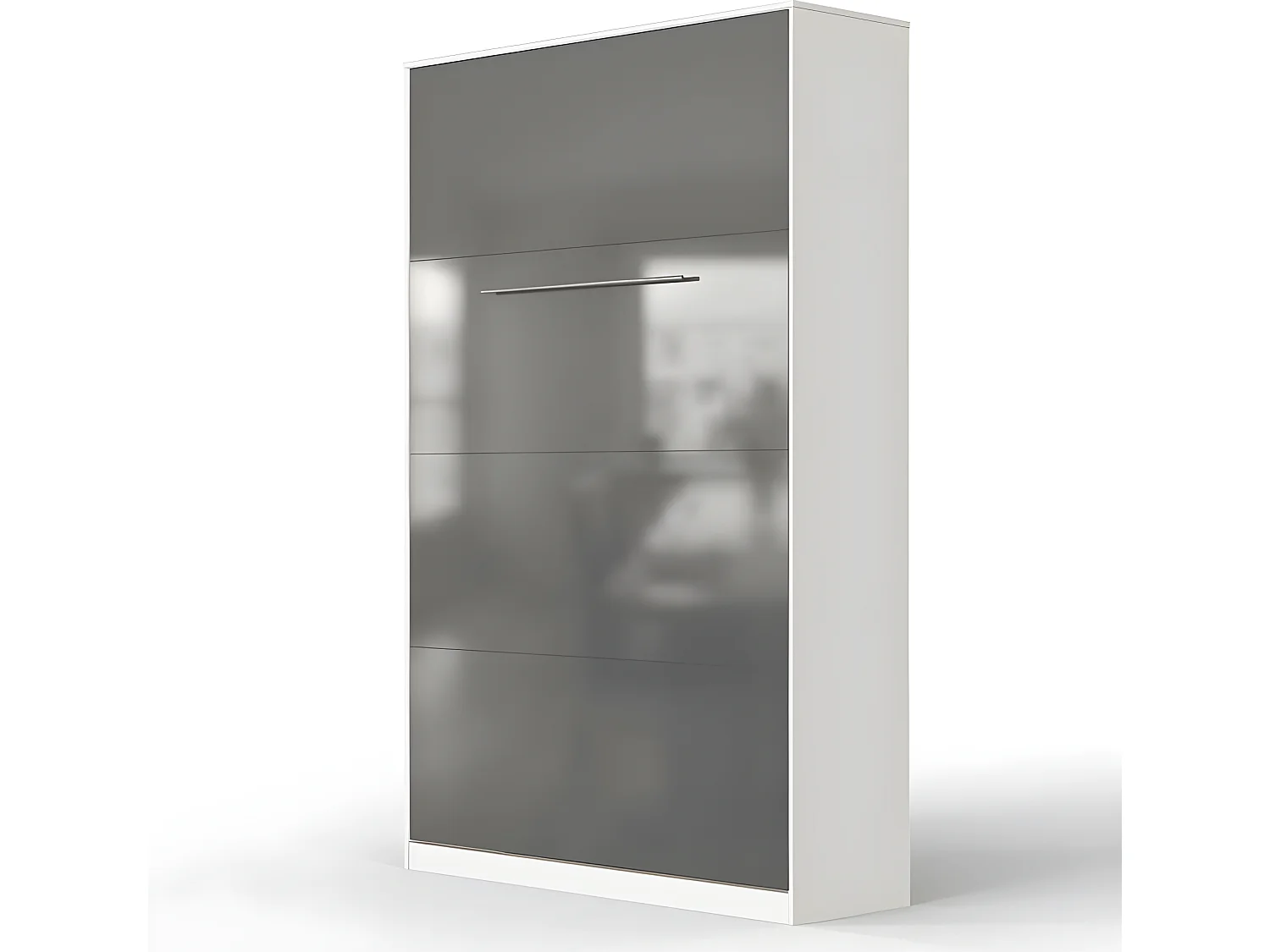 Armoire Lit escamotable 120x200cm Vertical Lit Rabattable Lit Mural Supérieur Blanc/Anthracite Brillant
