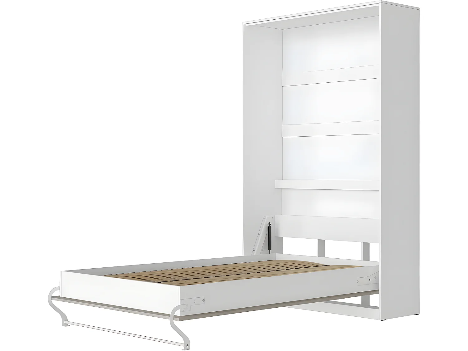 Armoire Lit escamotable 120x200cm Vertical Lit Rabattable Lit Mural Supérieur Blanc/Béton