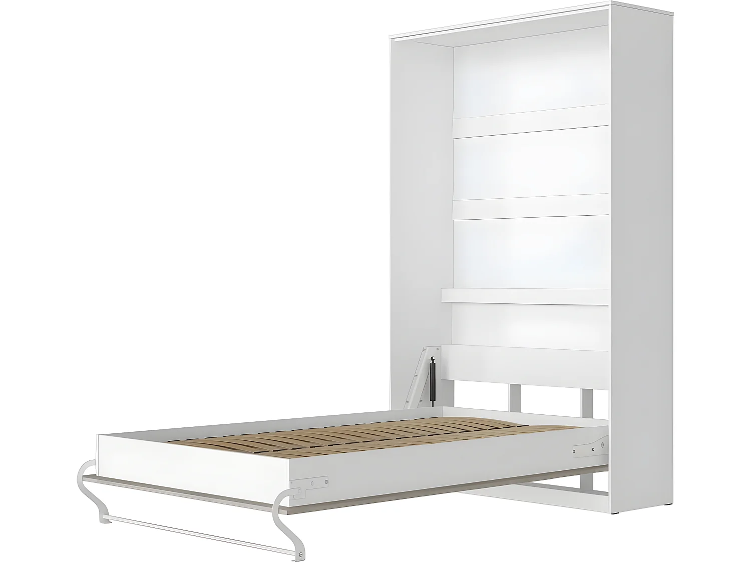 Armoire Lit escamotable 120x200cm Vertical Lit Rabattable Lit Mural Supérieur Blanc/Béton