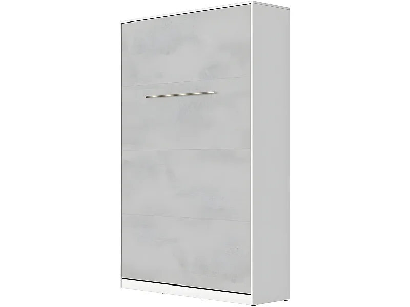 Armoire Lit escamotable 120x200cm Vertical Lit Rabattable Lit Mural Supérieur Blanc/Béton