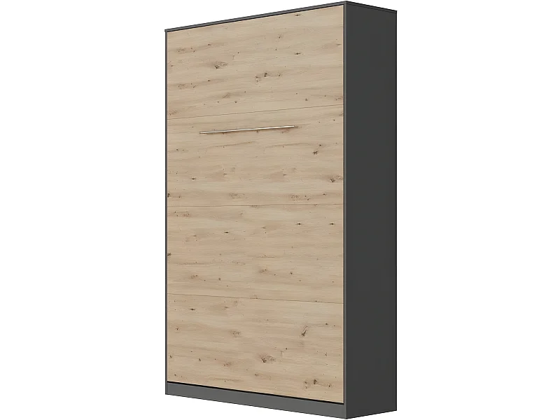 Armoire Lit escamotable 120x200cm Vertical Lit Rabattable Lit Mural Supérieur Anthracite/Chêne sauvage