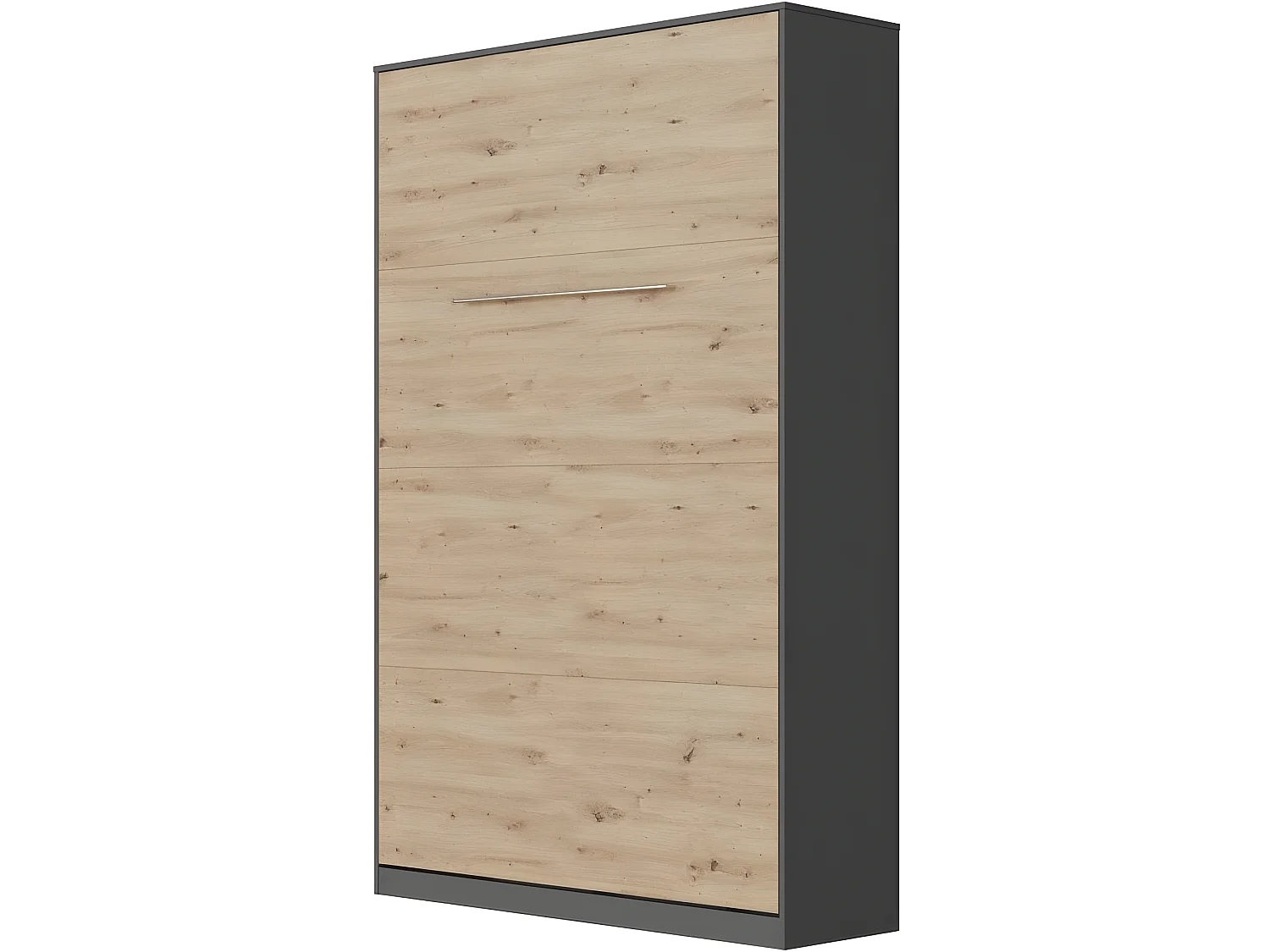Armoire Lit escamotable 120x200cm Vertical Lit Rabattable Lit Mural Supérieur Anthracite/Chêne sauvage