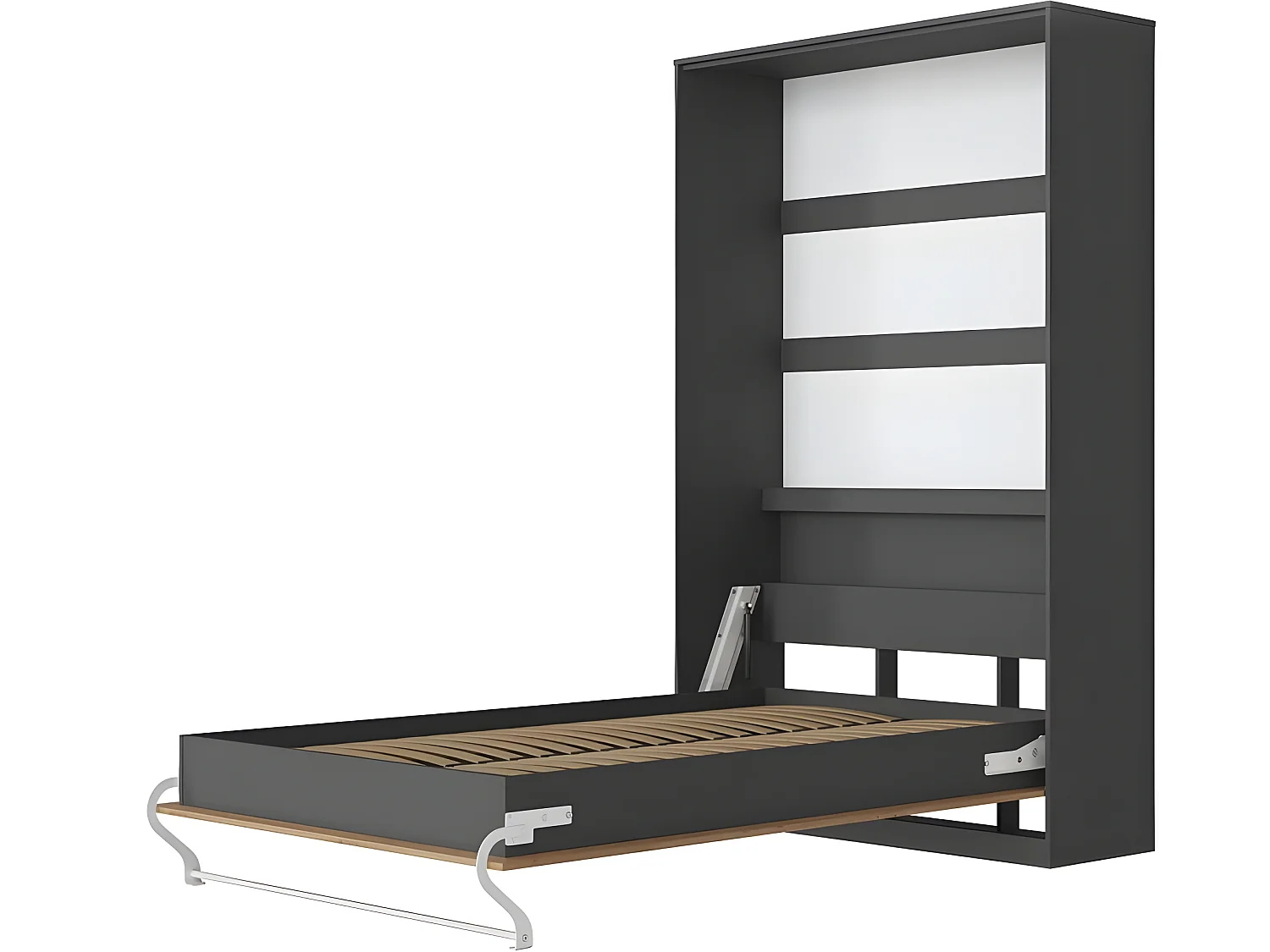 Armoire Lit escamotable 120x200cm Vertical Lit Rabattable Lit Mural Supérieur Anthracite/Chêne sauvage