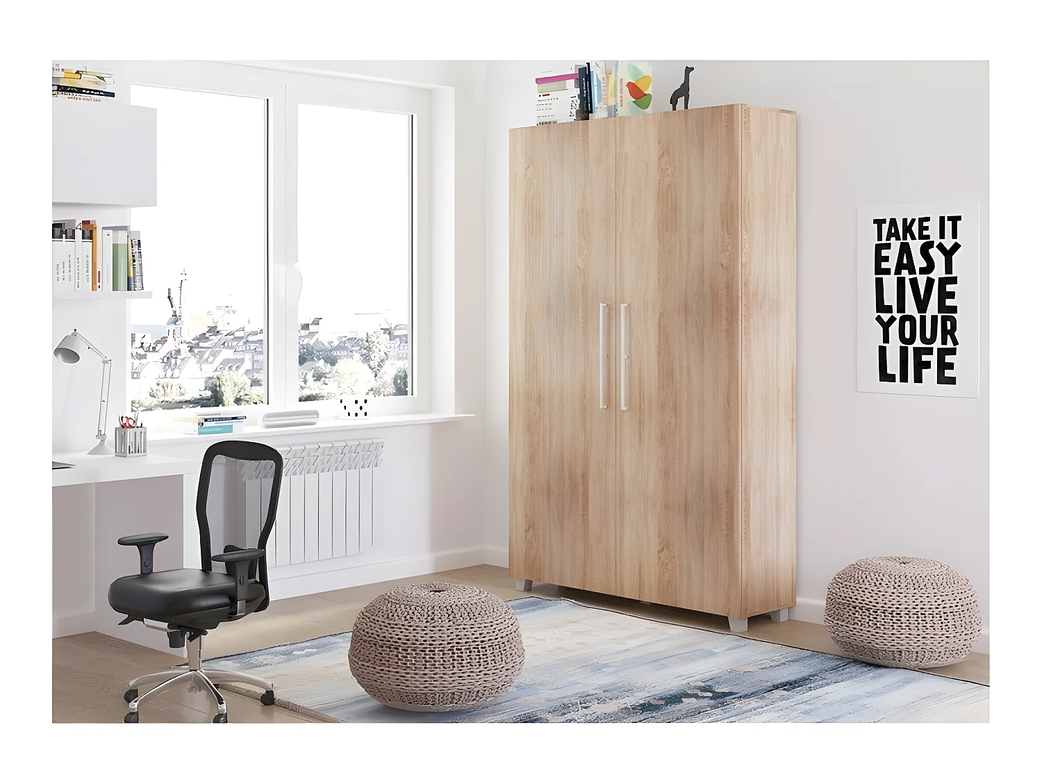 Armoire Lit escamotable Vertical 120x200 cm Sonoma artisan avec porte Lit Rabattable Lit Mural Todor