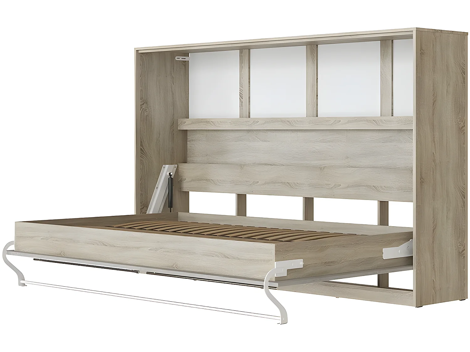 Armoire Lit escamotable 120x200cm Supérieur Horizontal Lit Rabattable Lit Mural Chêne Sonoma/Béton