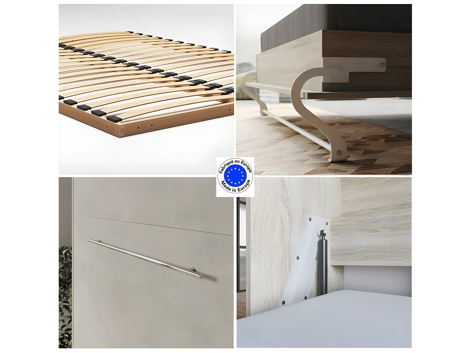 Armoire Lit escamotable 120x200cm Supérieur Horizontal Lit Rabattable Lit Mural Chêne Sonoma/Béton