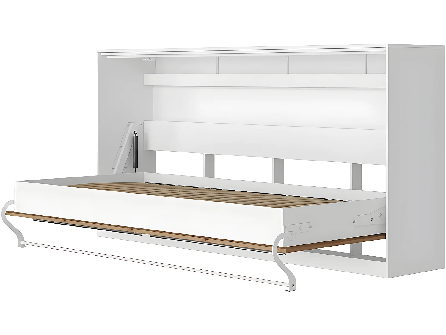 Armoire Lit escamotable 90x200cm Supérieur Horizontal Lit Rabattable Lit Mural Blanc/Chêne Sauvage