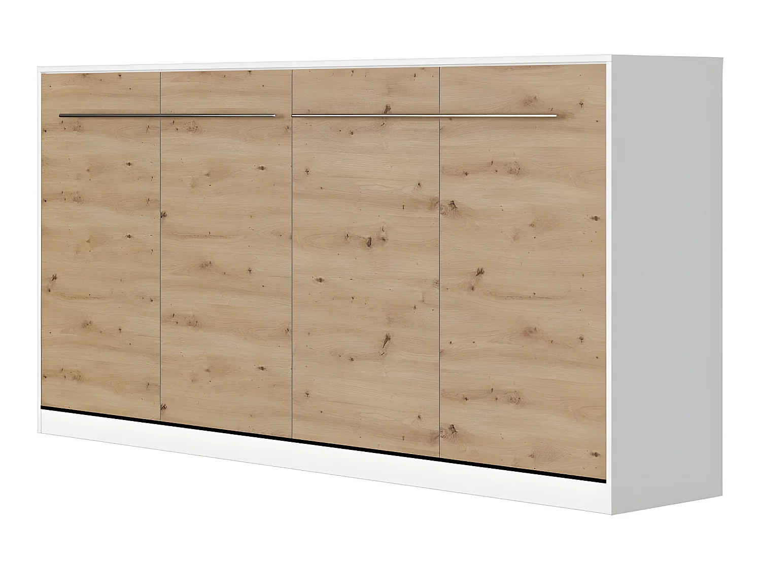 Armoire Lit escamotable 90x200cm Supérieur Horizontal Lit Rabattable Lit Mural Blanc/Chêne Sauvage