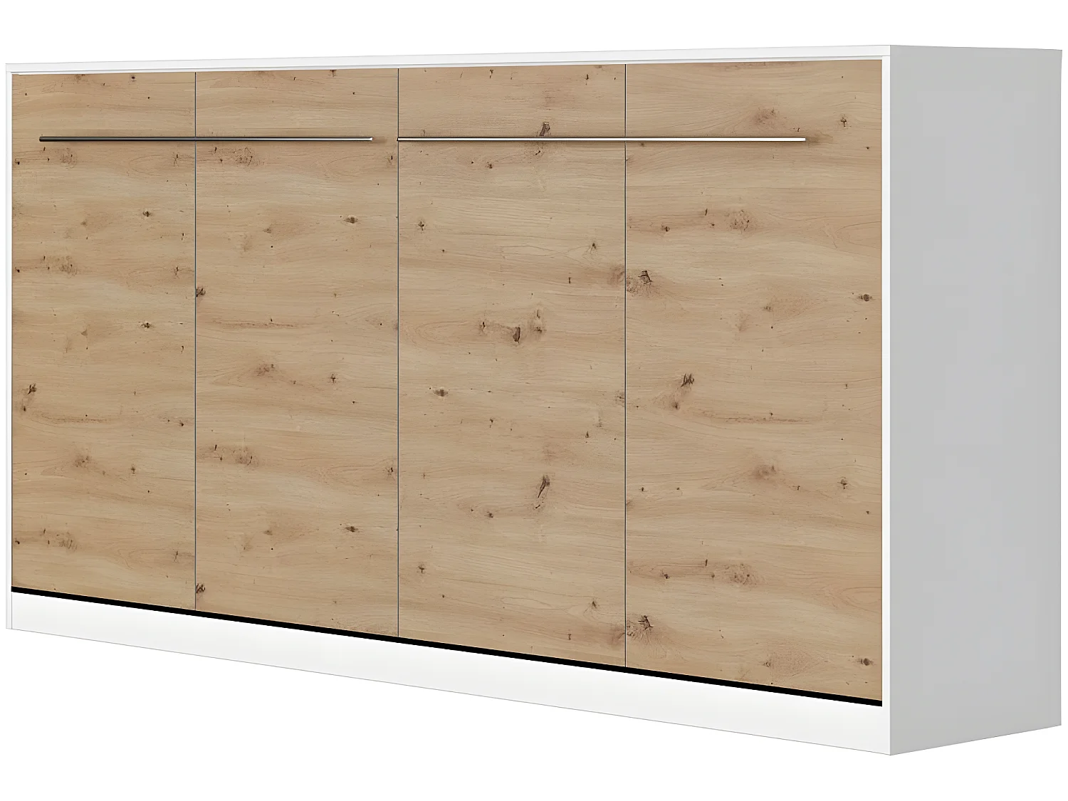Armoire Lit escamotable 90x200cm Supérieur Horizontal Lit Rabattable Lit Mural Blanc/Chêne Sauvage