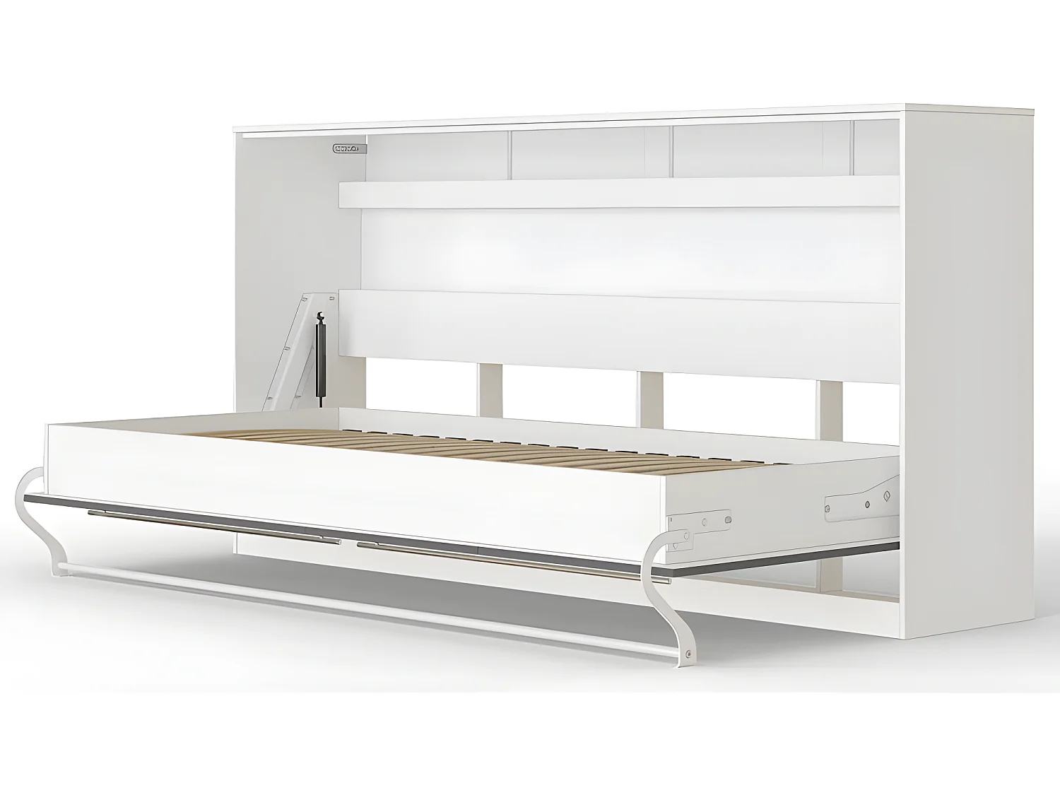 Armoire Lit escamotable 90x200cm Supérieur Horizontal Lit Rabattable Lit Mural Blanc/Anthracite Brillant