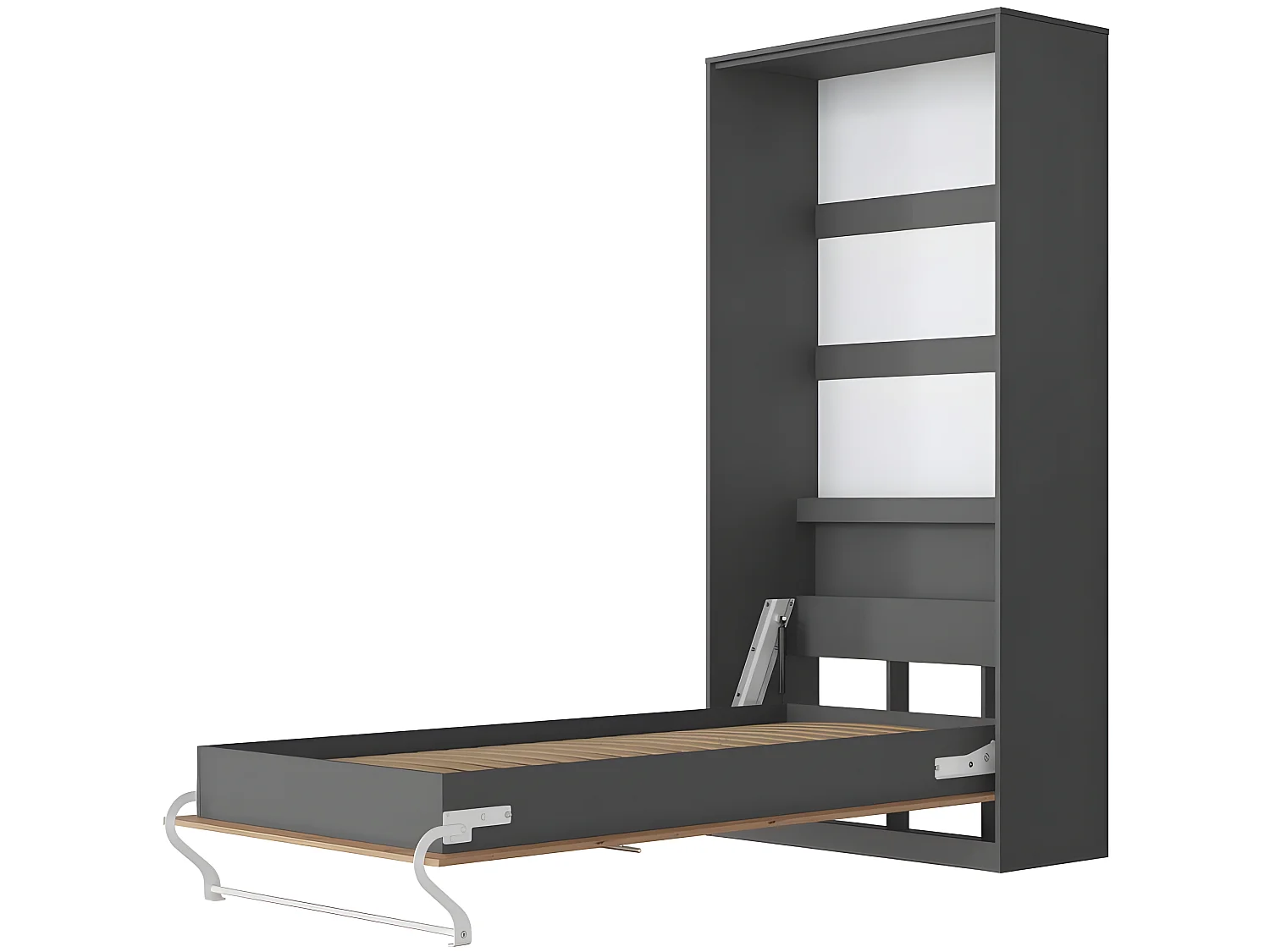 Armoire Lit escamotable 90x200cm Vertical Lit Rabattable Lit Mural Supérieur Anthracite/Chêne sauvage
