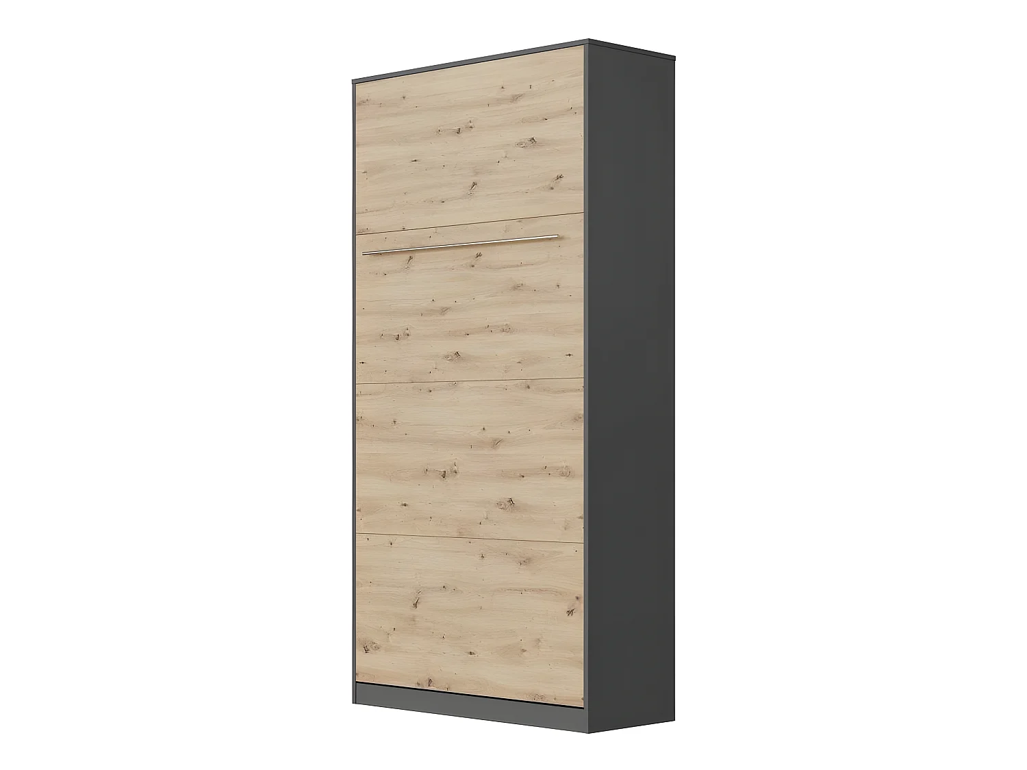 Armoire Lit escamotable 90x200cm Vertical Lit Rabattable Lit Mural Supérieur Anthracite/Chêne sauvage