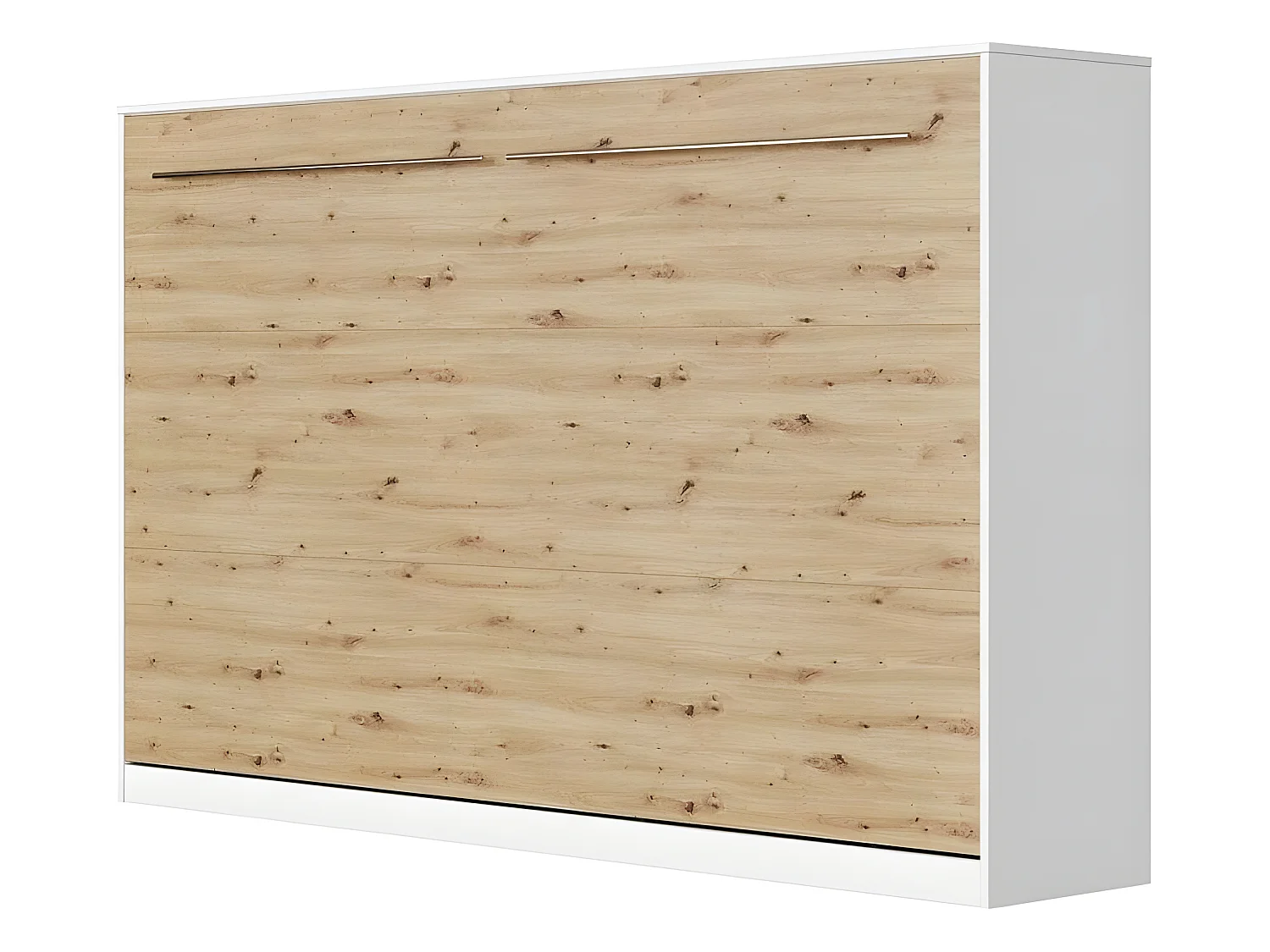 Armoire Lit escamotable 140x200cm Supérieur Horizontal Lit Rabattable Lit Mural Blanc/Chêne Sauvage