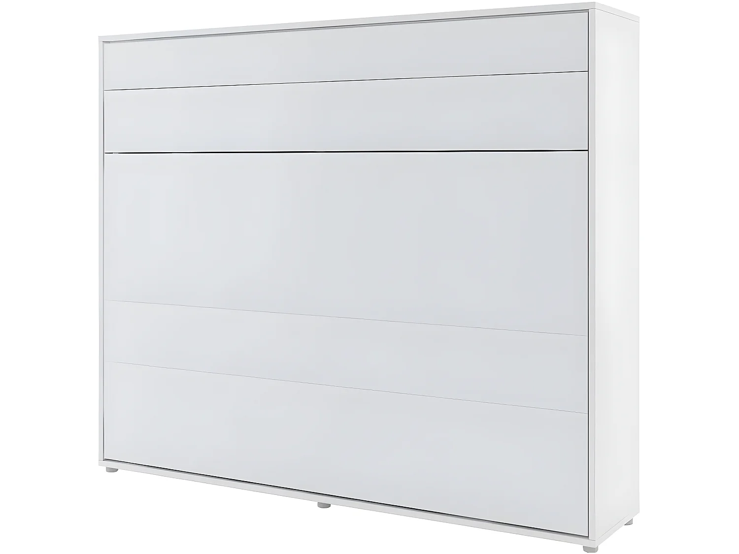 Lenart Armoire Lit escamotable Horizontal 160x200 cm Blanc mat Lit Rabattable Lit Mural"Consus"