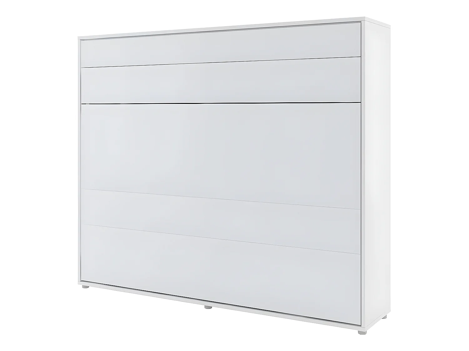 Lenart Armoire Lit escamotable Horizontal 160x200 cm Blanc mat Lit Rabattable Lit Mural"Consus"
