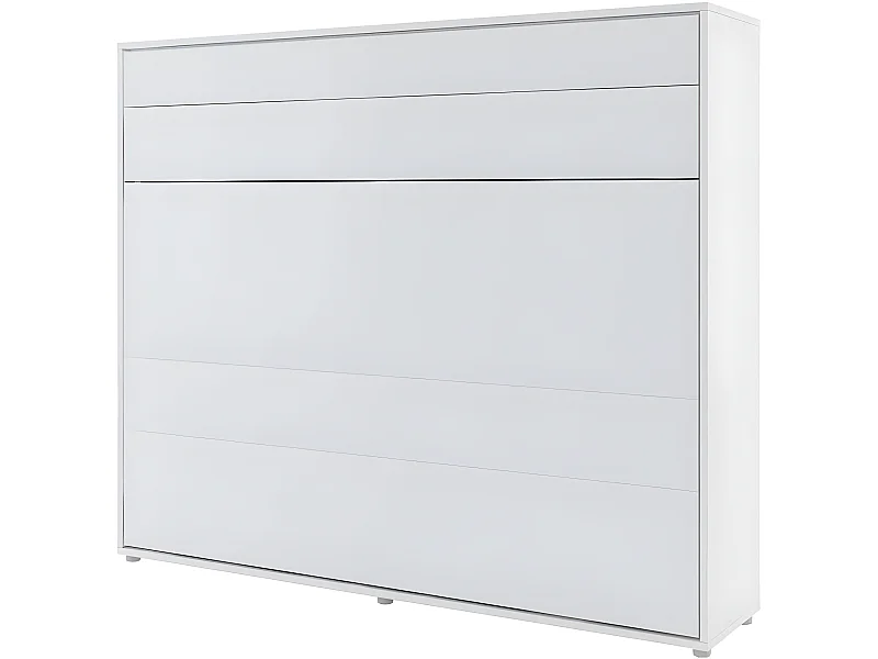 Lenart Armoire Lit escamotable Horizontal 160x200 cm Blanc mat Lit Rabattable Lit Mural"Consus"