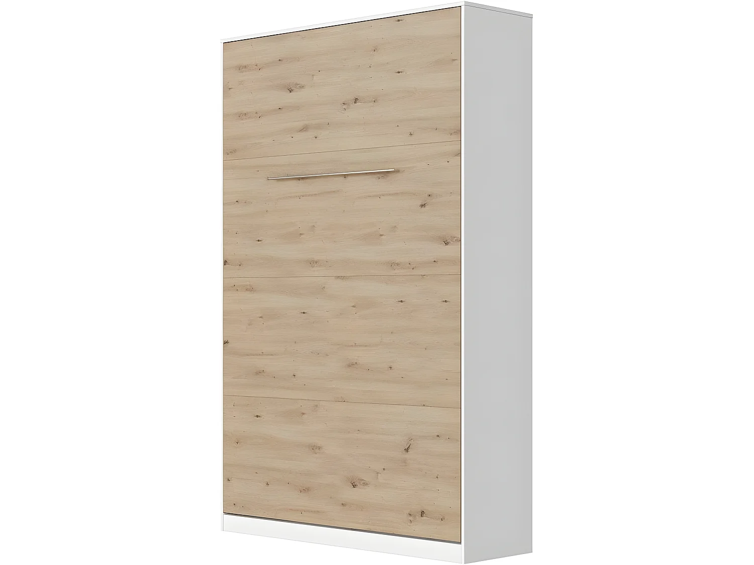Armoire Lit escamotable 120x200cm Vertical Lit Rabattable Lit Mural Supérieur Blanc/Chêne Sauvage