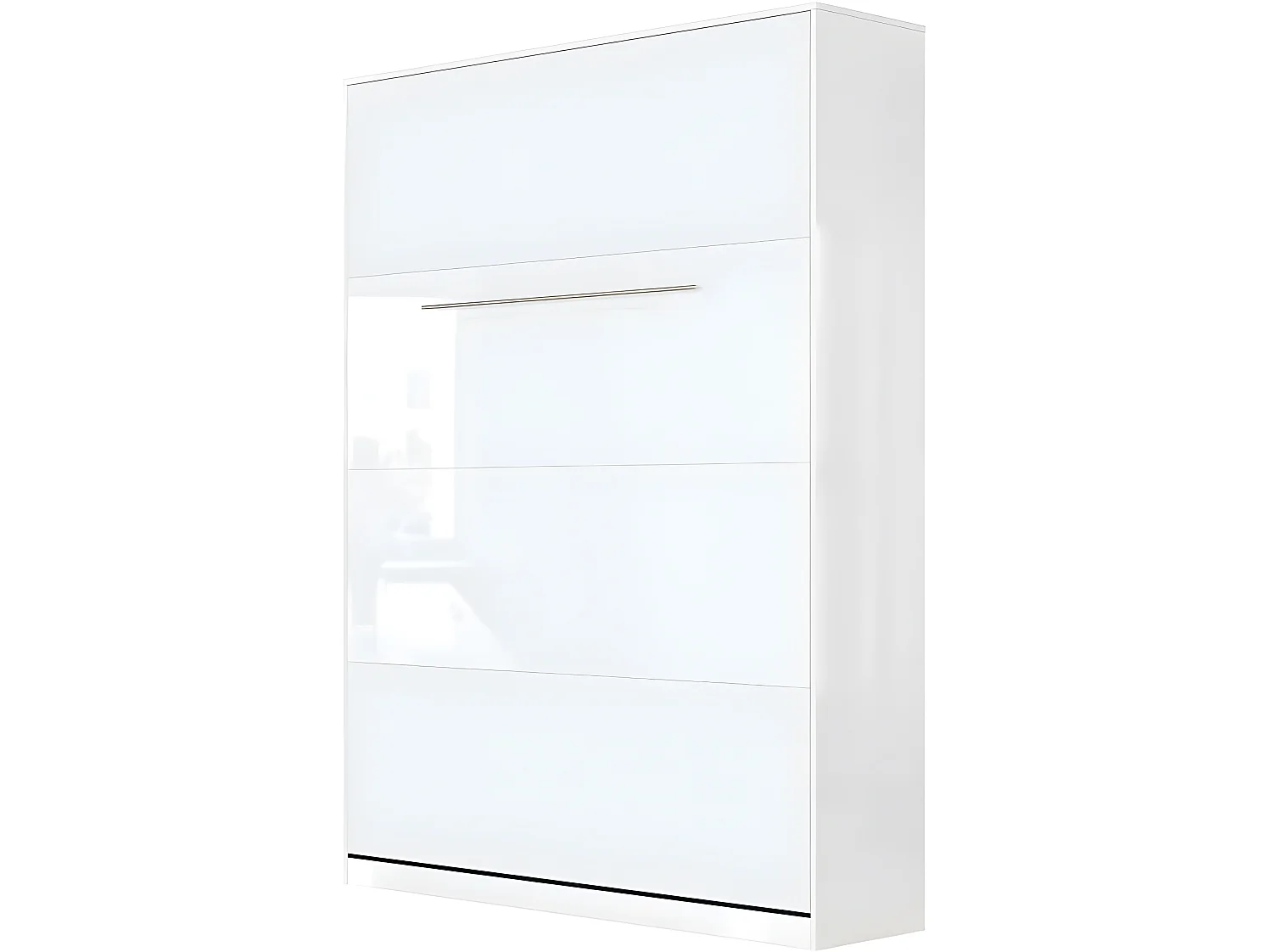 Lit escamotable +2 Placards Vertical 120x200+(80x2)cm Lit Rabattable Lit Mural Standard Blanc/Blanc brillant
