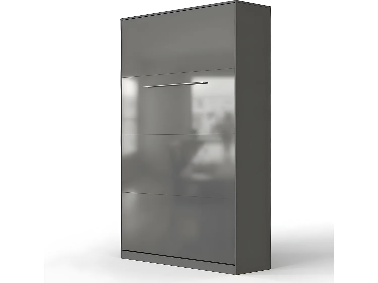 Armoire Lit escamotable 120x200cm Vertical Lit Rabattable Lit Mural Supérieur Anthracite/Anthracite brillant