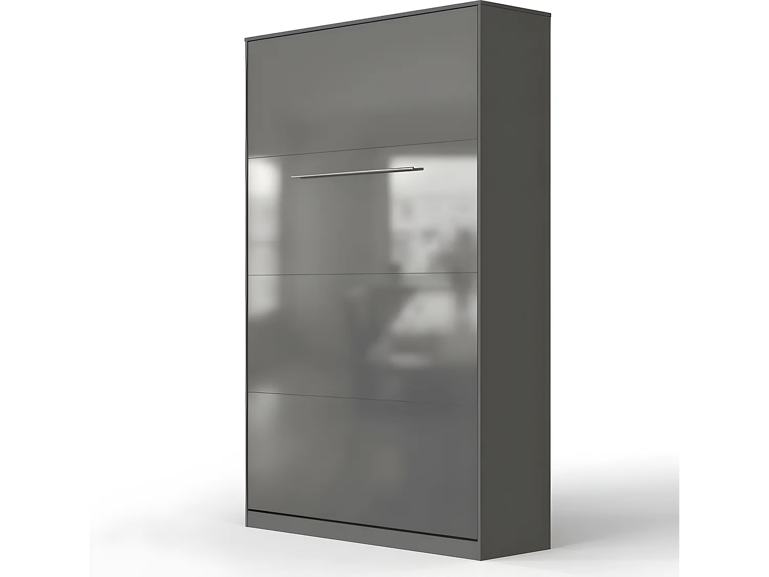 Armoire Lit escamotable 120x200cm Vertical Lit Rabattable Lit Mural Supérieur Anthracite/Anthracite brillant