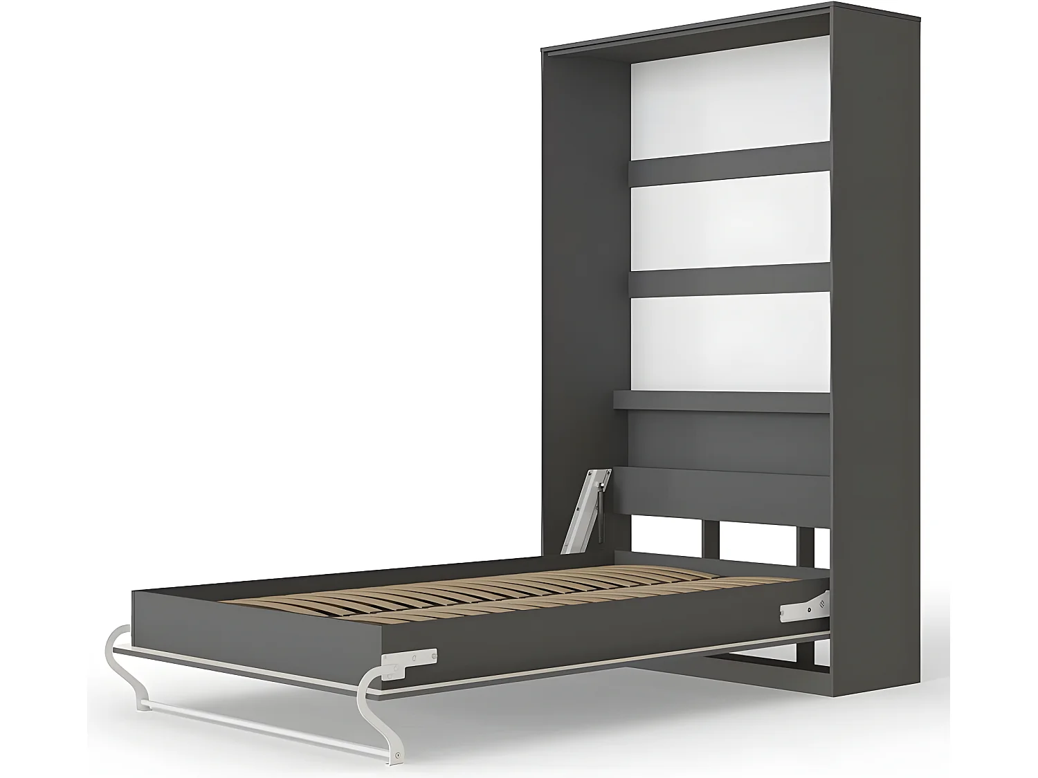 Armoire Lit escamotable 120x200cm Vertical Lit Rabattable Lit Mural Supérieur Anthracite/Anthracite brillant