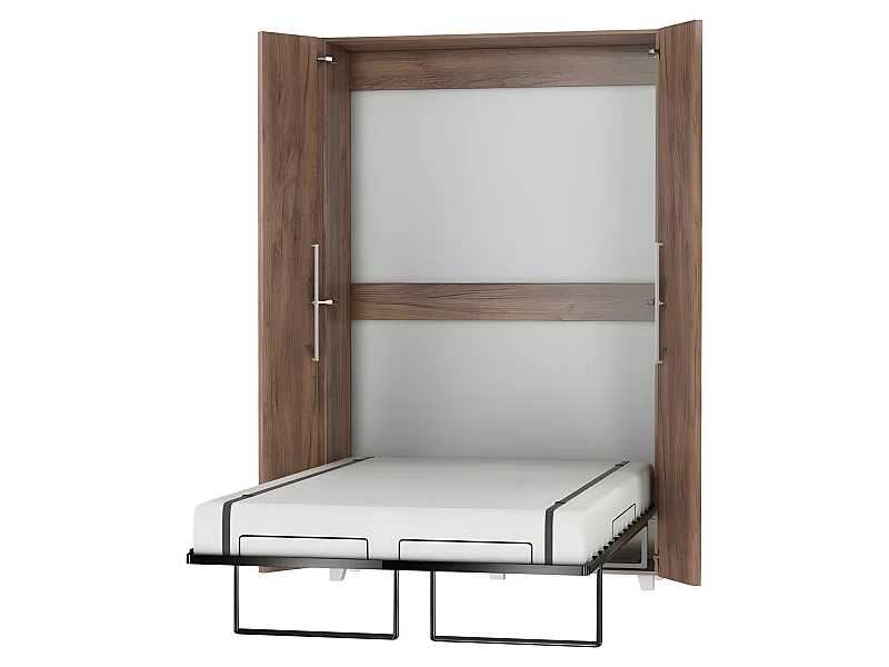 Armoire Lit escamotable Vertical 120x200 cm couleur Tabac foncé avec porte Lit Rabattable Lit Mural Todor