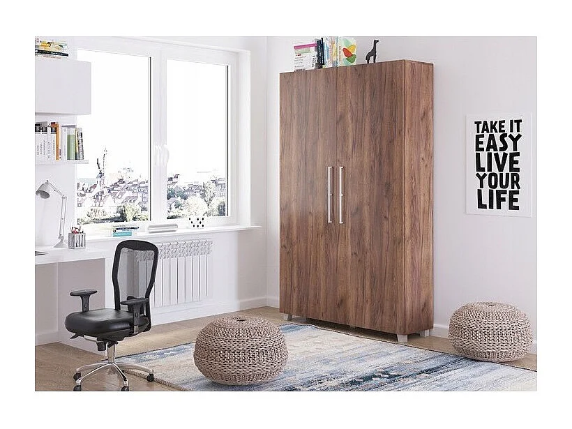 Armoire Lit escamotable Vertical 120x200 cm couleur Tabac foncé avec porte Lit Rabattable Lit Mural Todor