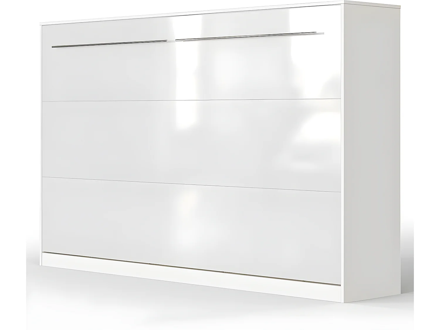 Armoire Lit escamotable 120x200cm Supérieur Horizontal Lit Rabattable Lit Mural Blanc/Blanc brillant