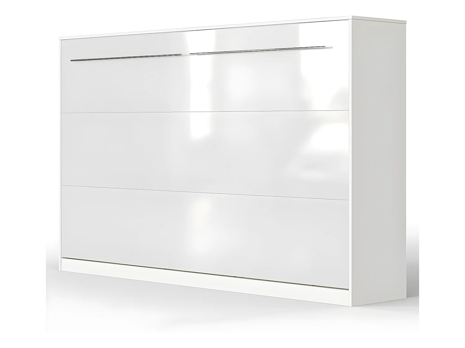 Armoire Lit escamotable 120x200cm Supérieur Horizontal Lit Rabattable Lit Mural Blanc/Blanc brillant